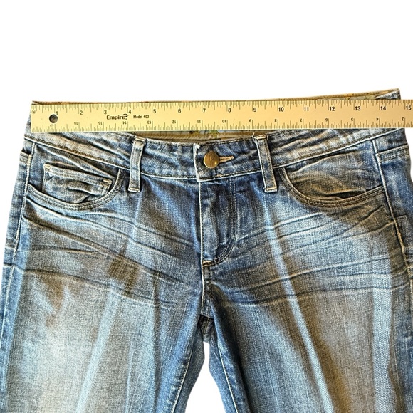 Paige Women's Denim Jeans Low Rise Bell Canyon Bell Bottoms Flare Med Wash Sz 27 - Picture 7 of 10